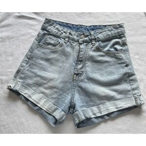 SHEIN Light Wash Blue Denim Rolled Cuff Jean Shorts Size XS #2531